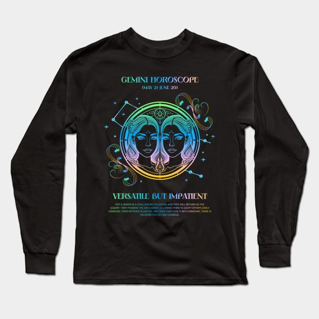 Gemini Zodiac Horoscope Long Sleeve T-Shirt by Just Gotta Look